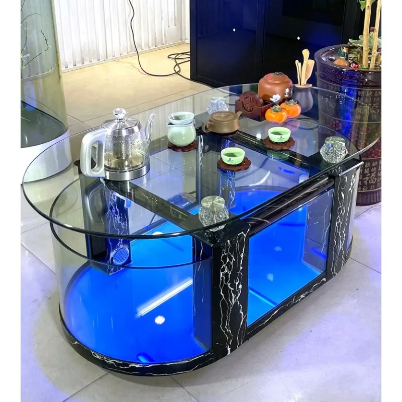Large Ecological Coffee Table, Fish Tank, Aquarium, Glass Tabletop, Turtle Tank, Medium TV Cabinet