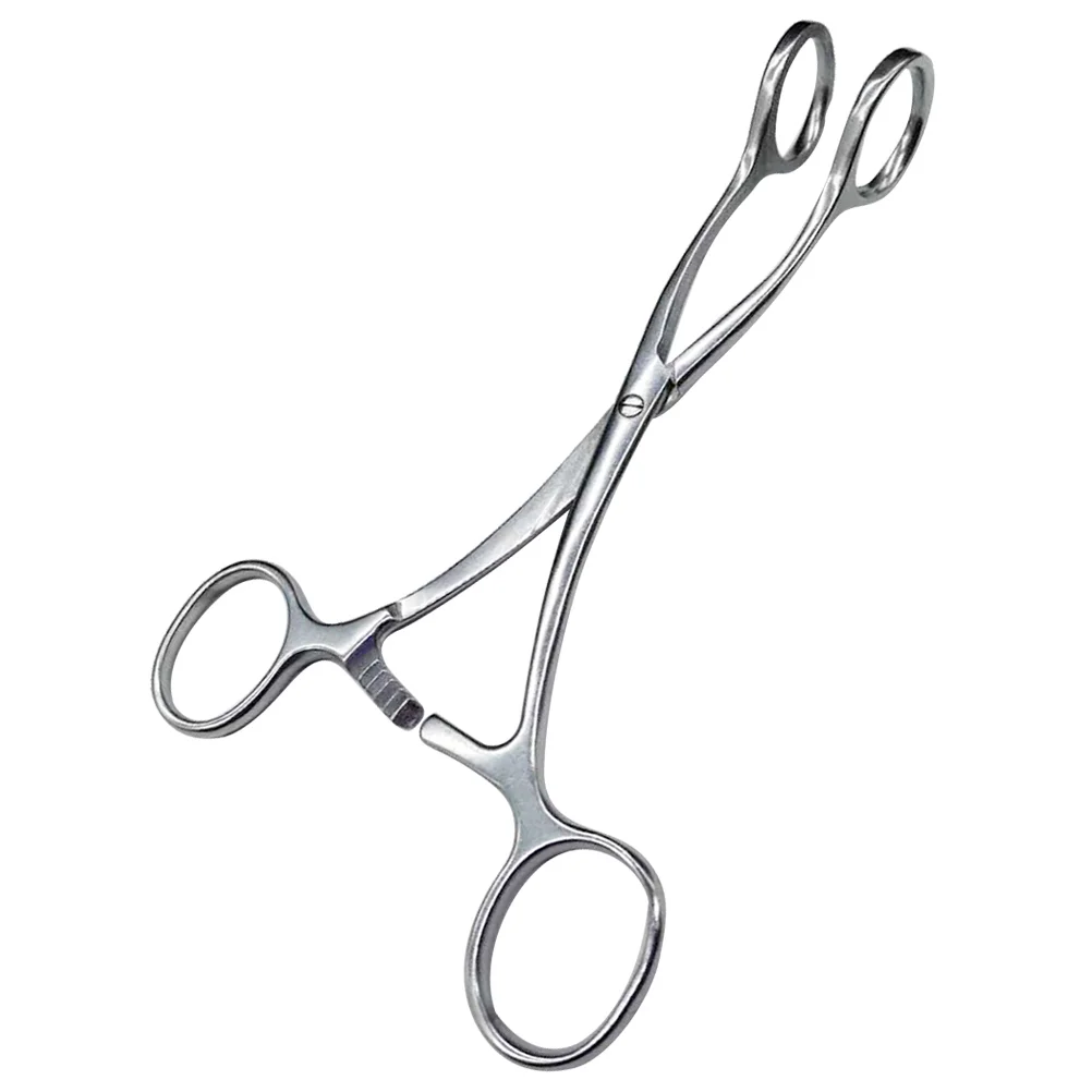 Self-Locking Sponge Forceps Stainless Steel Clamps Tongue Body Piercing Pliers Rounded Slotted Forceps Dentist Tool