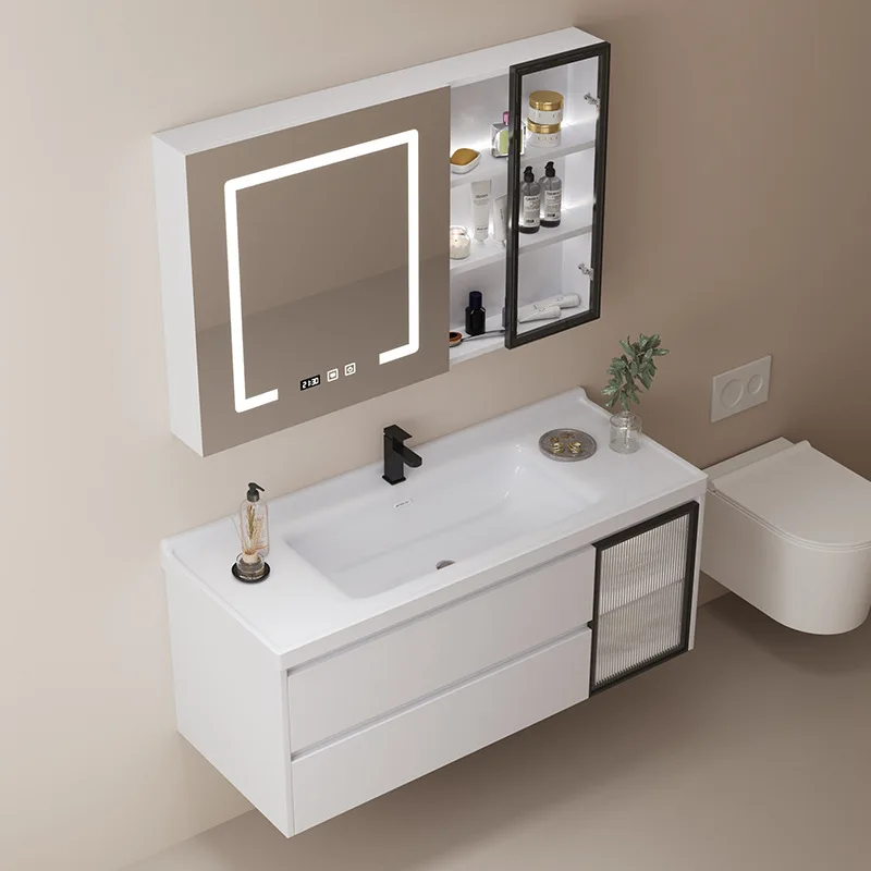 Factory Price Direct Hotel Washbasin Bathroom Sink Cabinet Classic Bathroom Vanity Set Modern Triangular Wall Cabinet CN; Melon