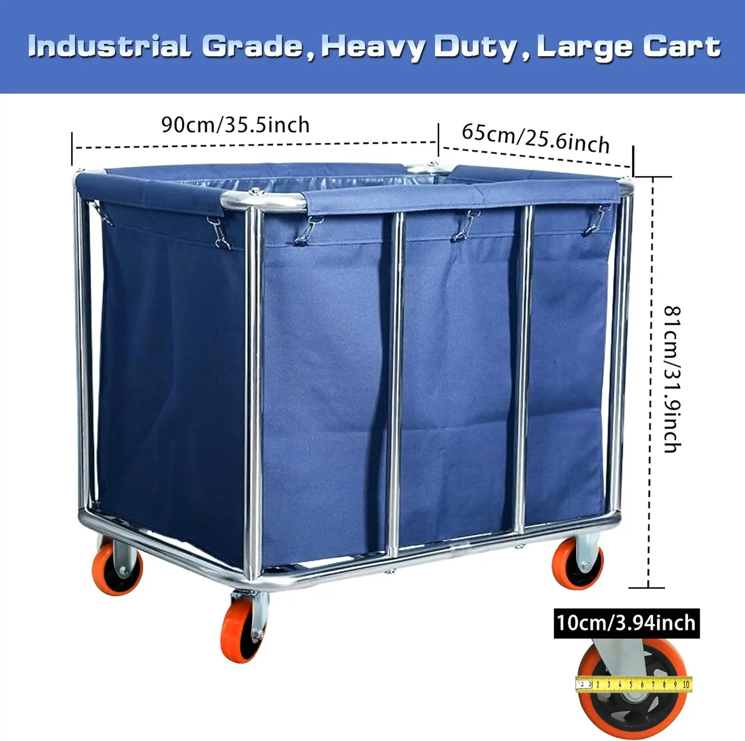 

Commercial Laundry Cart with Wheels, 400L Large Capacity Heavy Duty Stainless Laundry Basket,Laundry Sorter·Factory Direct Sales