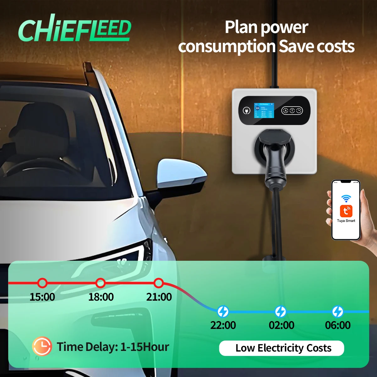 محطة شحن EV منزلية من Chiefleed 32A 7.2KW 22KW 16A 11KW Cee أحمر إلى نوع 2 شاحن مقبس أنثى مركبة كهربية سيارات هجينة