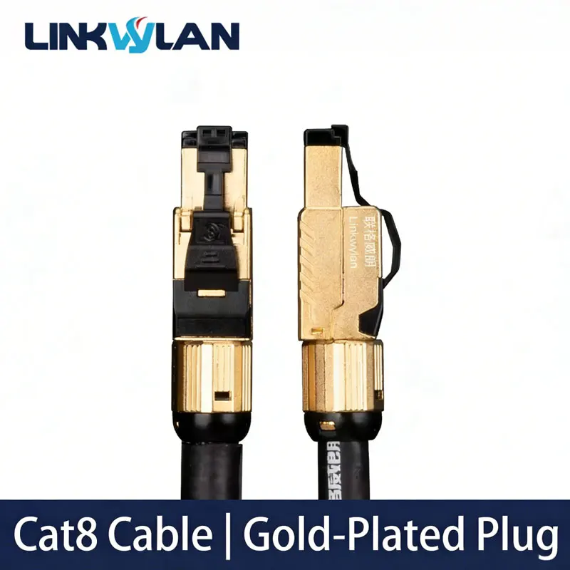

Кабель Ethernet Linkwylan Hifi Studio Cat8 FTP8 Gold RJ45 CAT8 Field Plug Hi-end Hi-Fi, предварительно оконцованный, для высококачественной сети