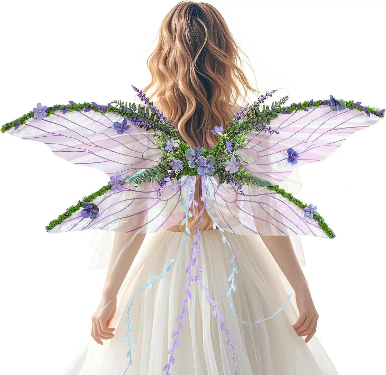 

Фиолетовые крылья феи для взрослых - Крылья бабочки, крылья лесного эльфа с фиолетовыми цветами, листьями и лозами для фотосессий и ролевых игр