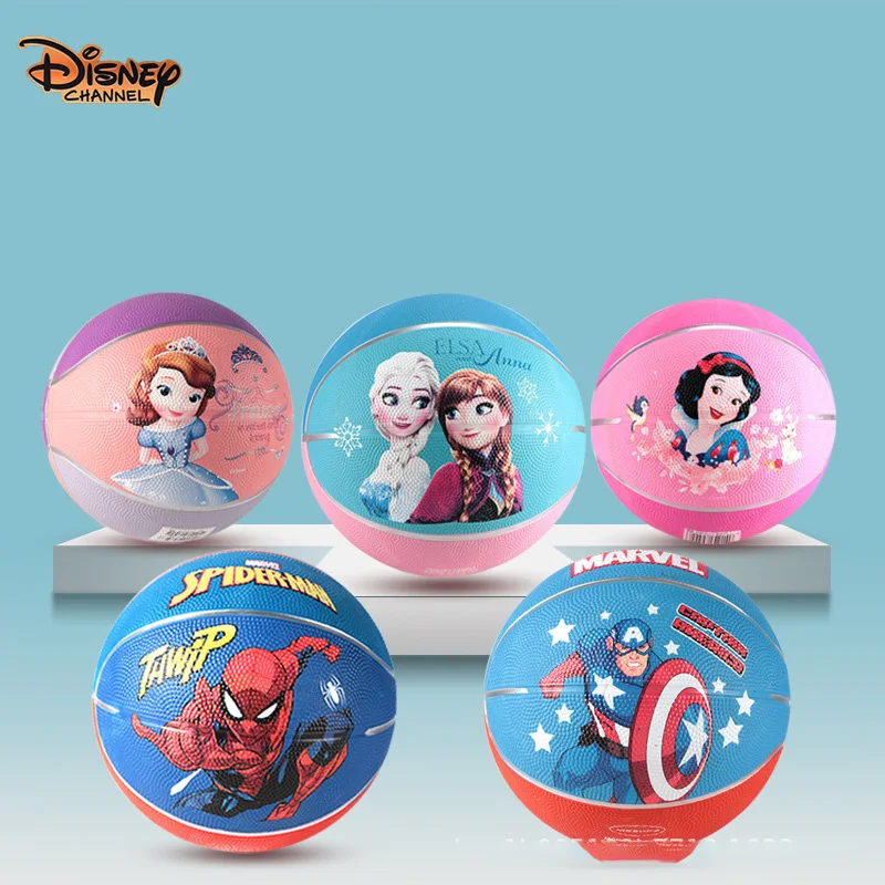 Disney Children's Rubber Frozen Basketball No. 3 No. 5 Kindergarten Special Racket Ball Baby Basketball Toys Spiderman Ball Gift