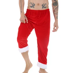 Santa Claus Trousers Red Velvet Christmas Costumes Holiday Celebration Costumes Unisex Home Pajama Pants Warm Long Johns
