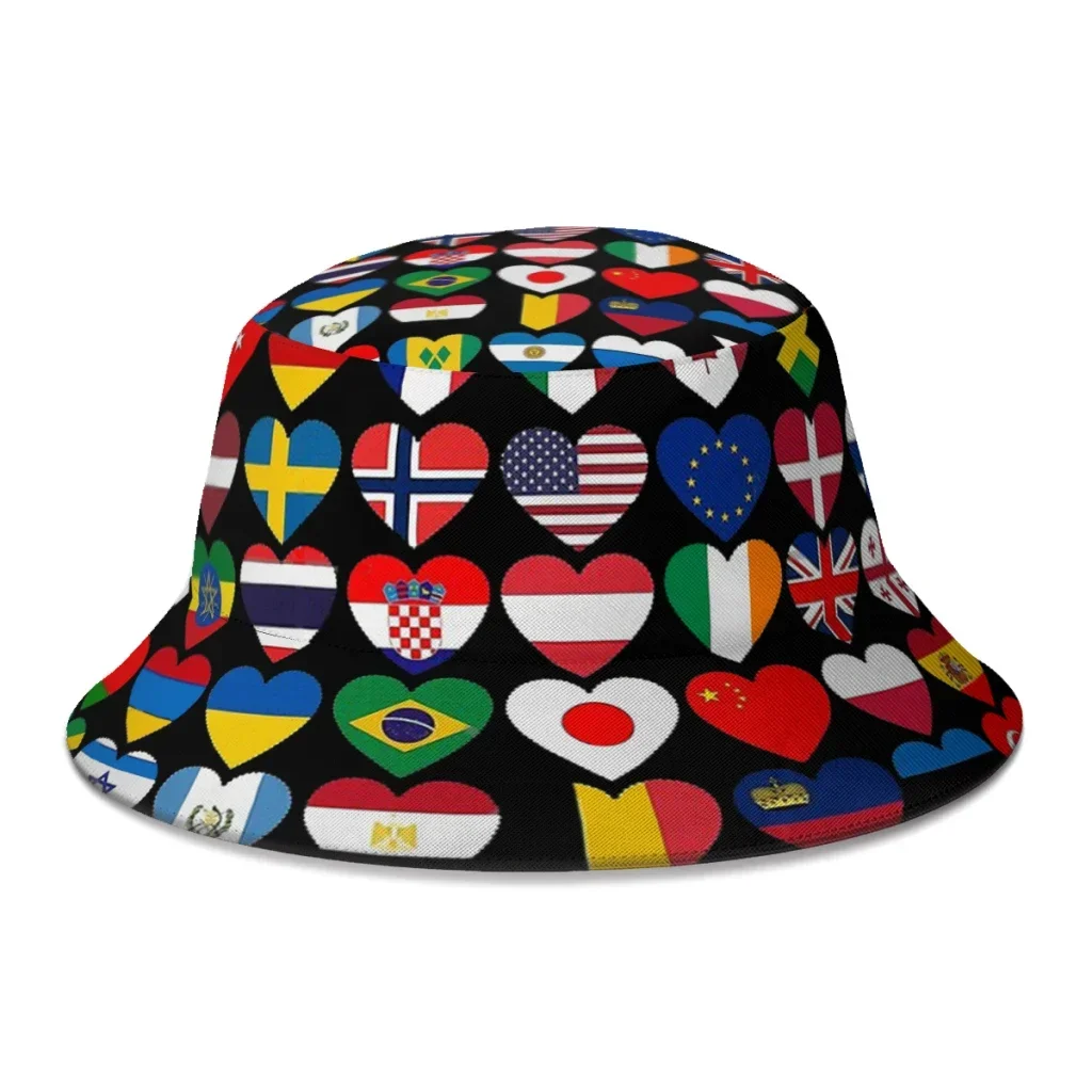 Yhe Countries of The World International Gift National Flag Bucket Hat Women Men Teenager Foldable Bob Fisherman Hats Panama Cap