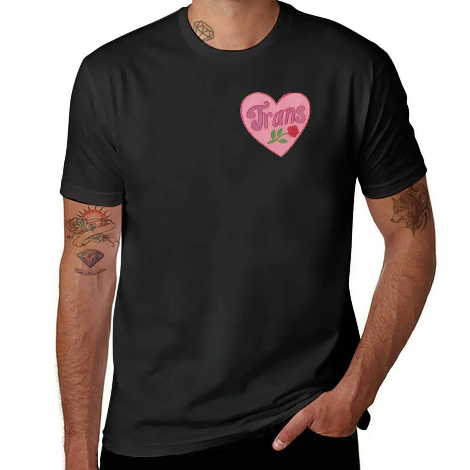 

trans heart with rose T-Shirt anime Short sleeve tee blanks customs heavyweight t shirts for men