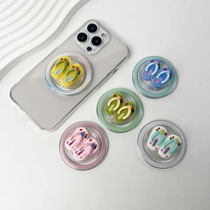 

Cute Beach Slippers Mobile phone Holder Socket Grip Magnetic Holding Support Gluing Process for Magnetic Suction Disks