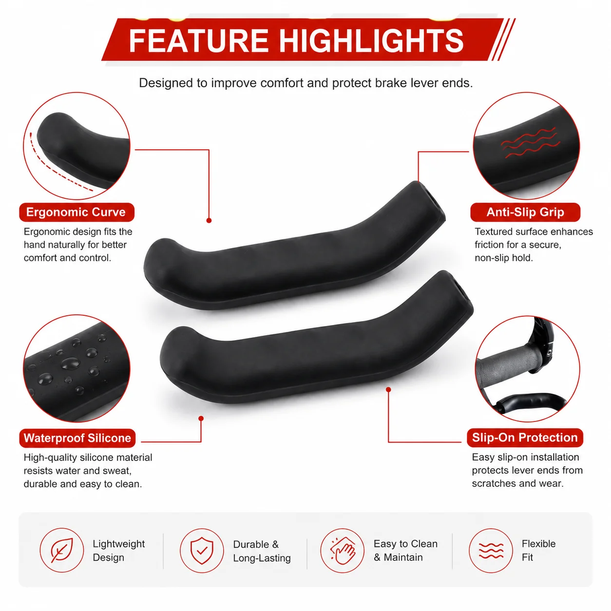 PINMOAP 2PCS Cycling Brake Lever Rubber Cover Bike Handle Hood Sleeve Anti Slip Shockproof Protector For Bmx Mtb Road Bicycle