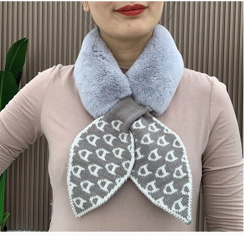 Women Real Fur Scarf Neckerchief High Quality Luxury Natural Rex Rabbit Fur Scarf Thick Warm Winter Fur Muffler