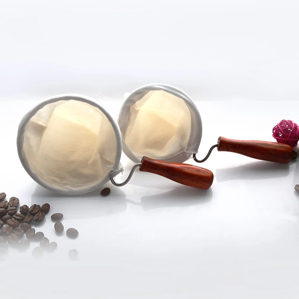 

1Pcs 86Mm Coffee Filter Bag Premium Cloth with Wooden Handle Portable Drip Filter for Single Serve Coffee Tea Camping Outdoor