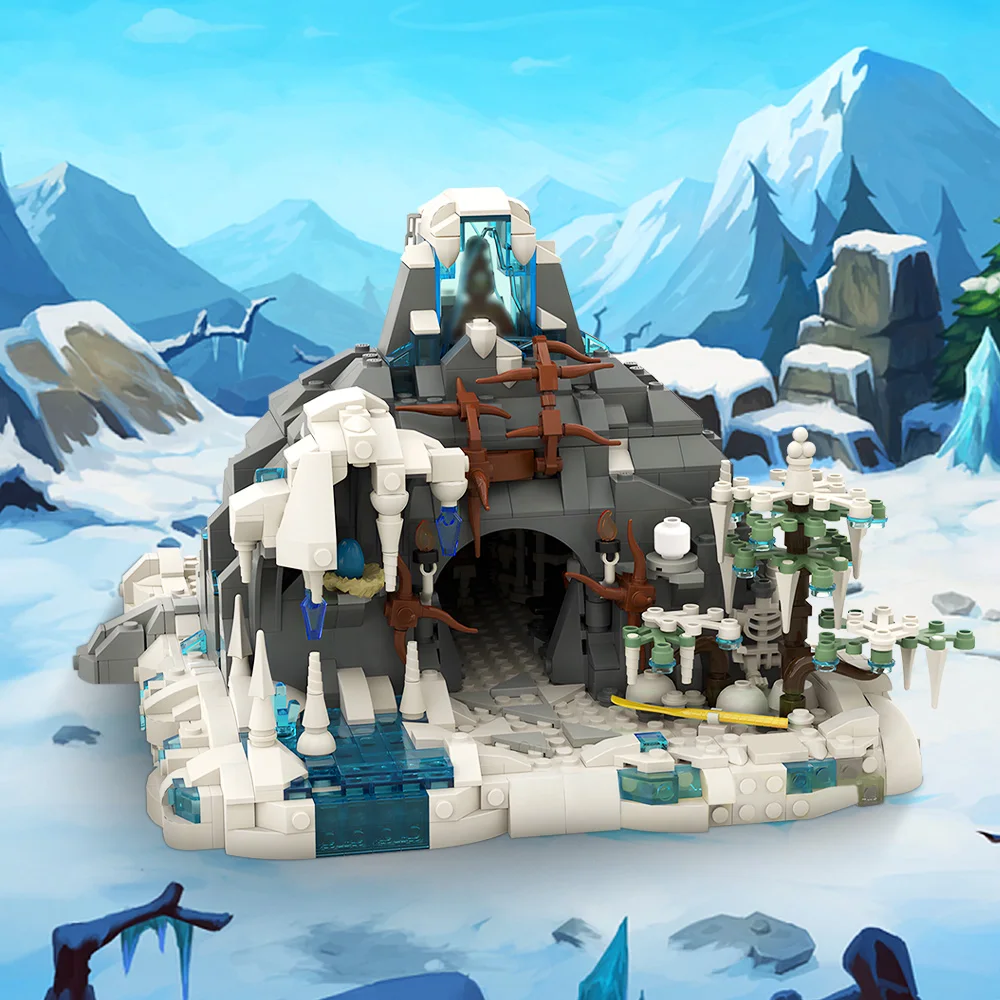 MOC-203593 neige Troll grotte série caveman maison blocs de construction bricolage modèle briques Puzzle jouets petite brique cadeaux de noël 1279 pièces