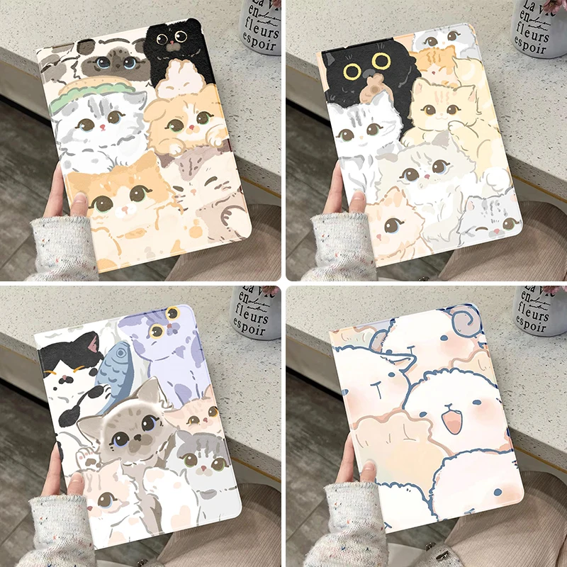 Smart Stand Case Cover for Ipad 10th Generation Case 10.2 7th 8th 9th Gen IPad Air 6 11 2024 Air 2/3 10.5 Cute Cat Dog 아이패드 케이스