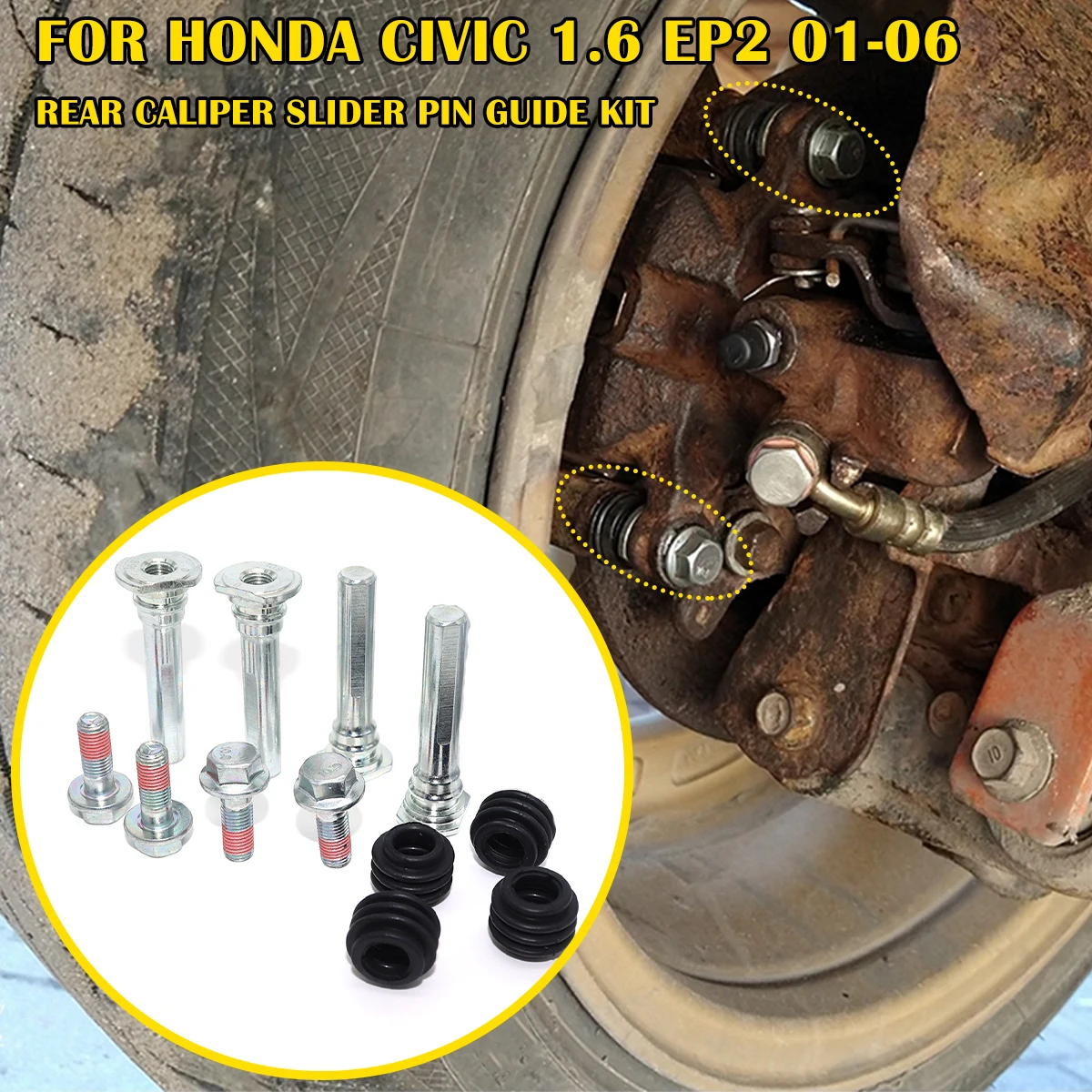 

Brake Caliper Cylinder Slider Guide Pin For Disc Housing Bolt Rubber Bushing Boot Seal Kit FOR HONDA CIVIC 1.6 EP2 2001-2006