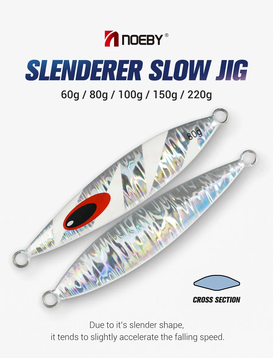 NOEBY Slow-Pitch Metall-Jig 60g-220g Sinkender Jig-Köder für Tiefsee-Salzwasser-Thunfisch- und Zackenbarsch-Angeln – Detail 1
