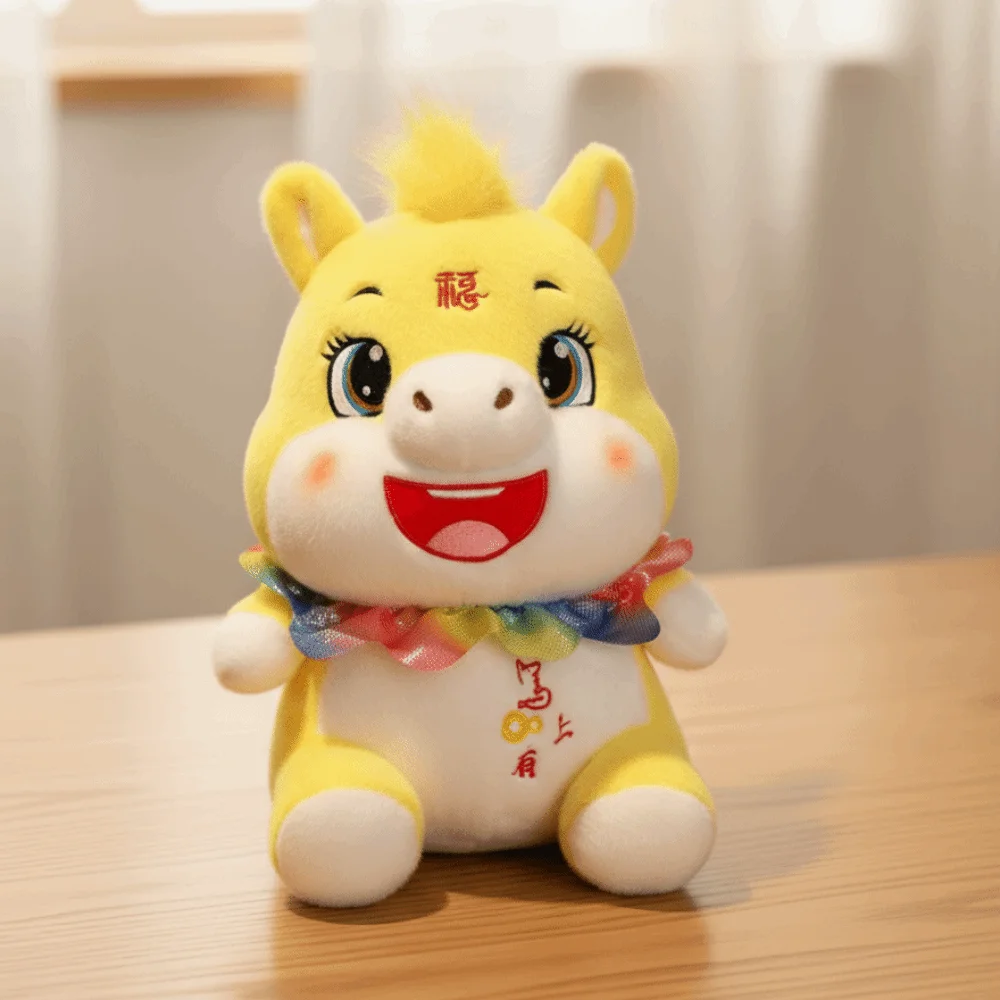 Adorabili bambole mascotte cavallo bambola di peluche carino buona fortuna cavallo farcito giocattolo soffice Kawaii zodiaco pony figurine arredamento festivo