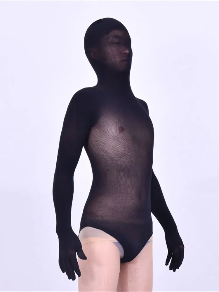 Sexy Full Cover High Cut Bodysuit See Through Bandage Bodycon Sexy Tight Five Glove Bodystocking One Piece Thong Any Cut F75