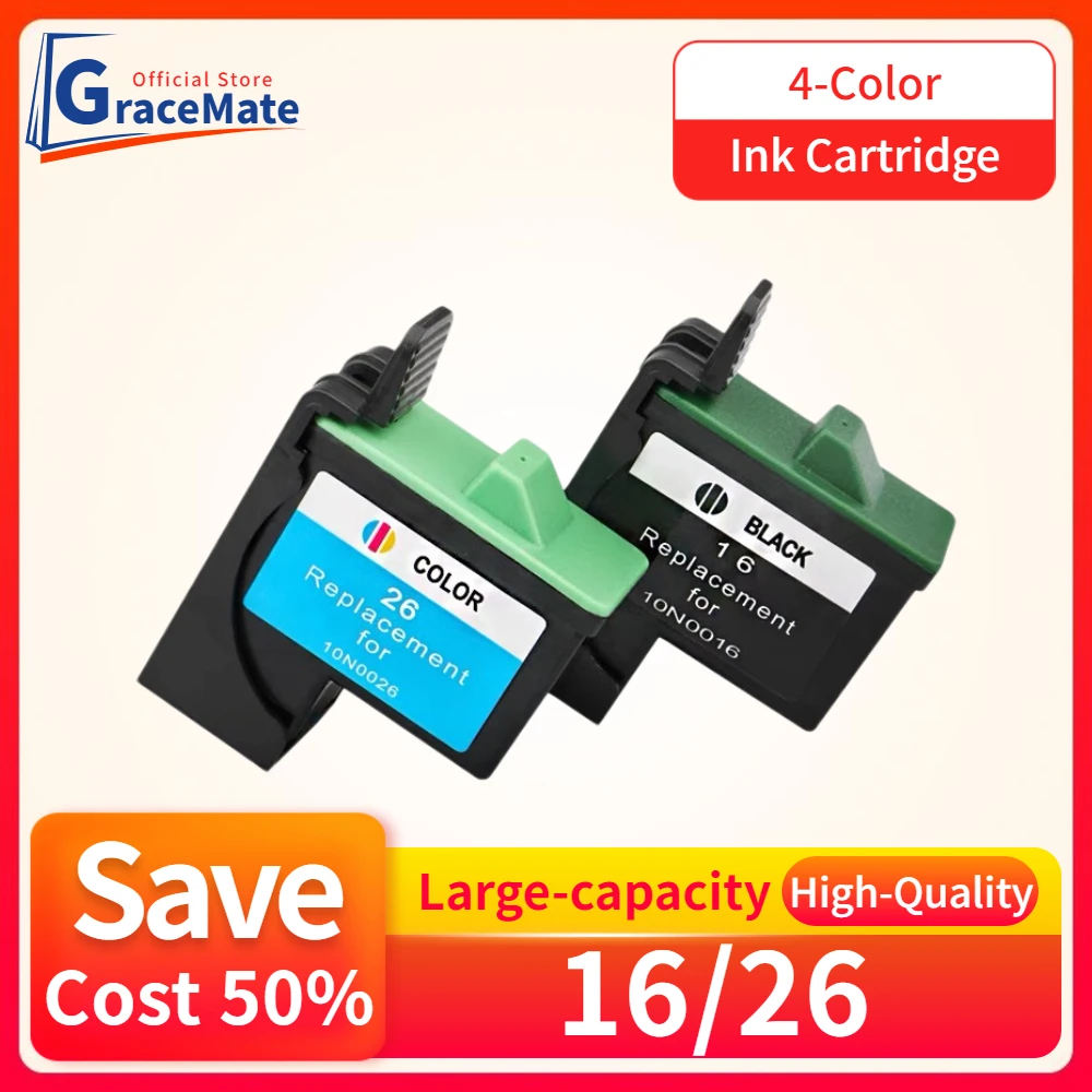 GraceMate Ink Cartridge 16 26 Compatible for Lexmark 16 26 Printer I3 X1110 X1130 X1140 X1155 X1160 X1180 X1185 X1190 X119