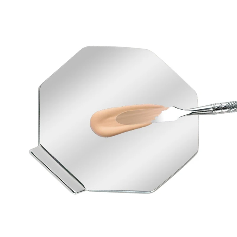 Stainless Steel Ring Cosmetics Makeup Mixing Palette With Spatula Hand-held Concealer Lipstick Mix Tray Manicure Toning