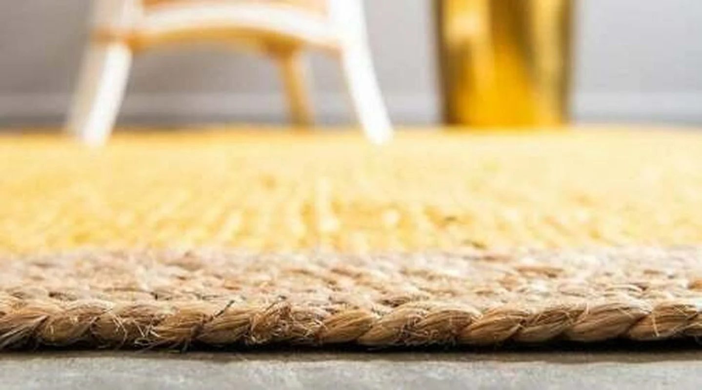 Jute Rug Natural Jute Carpet Reversible Color Braided 2x2 Feet Style Rustic Look Rugs for Bedroom Carpets for Living Room