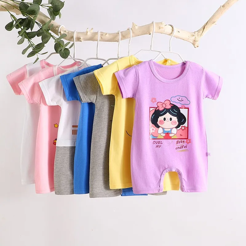 Baby Clothes Bodysuit for Newborn Infant Jumpsuit Boys Girls Letter Print Short Sleeves Romper Toddler Onesies 0 to 12 Months