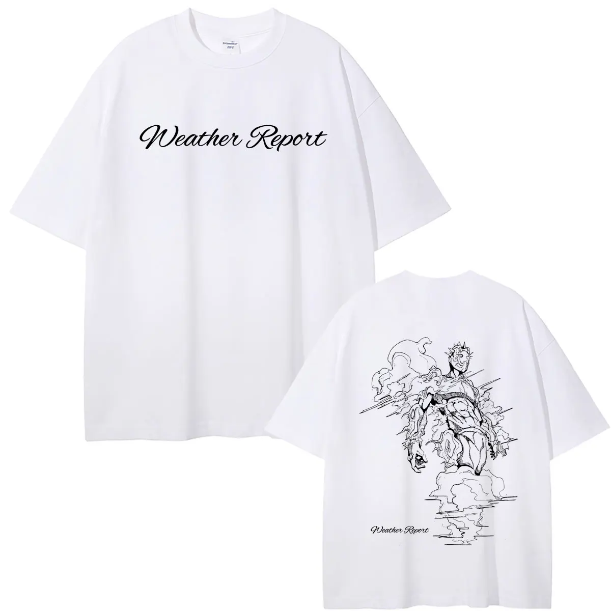 Bestseller Anime Jojo Bizarre Adventure T-Shirt Wetterbericht Grafik T-Shirts Tops Herren Damen Manga Mode Übergroße Streetwear – Detail 6