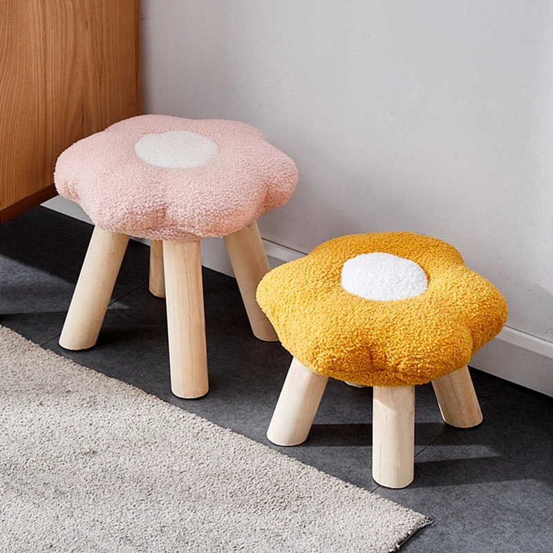 33cm Plush Flower Chair Cover Cute Footrest Stool Covers Round Footstool Protector Soft Seat Cushion Home Decor стулья для кухни