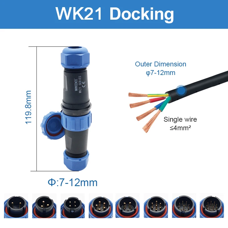 Waterproof Connector SP21 Threaded Coupling Docking Aviation Male Plug&Female Socket Electric Panel Mount WK21 Solder Connector