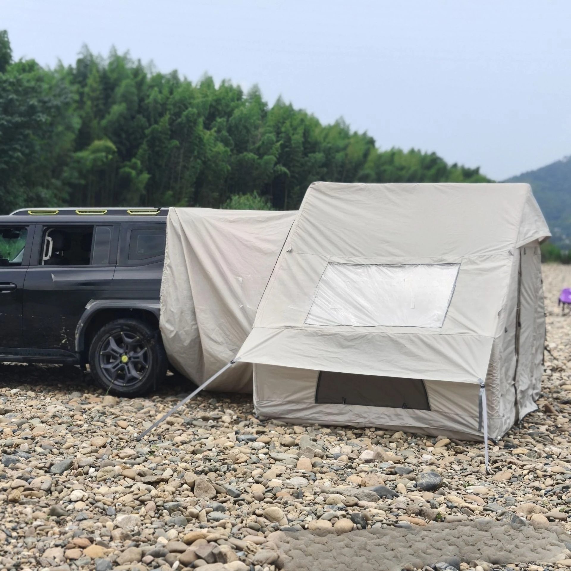 6.3 Flat rear inflatable tent with sunroof, free to build lazy inflatable rear tent with air pump