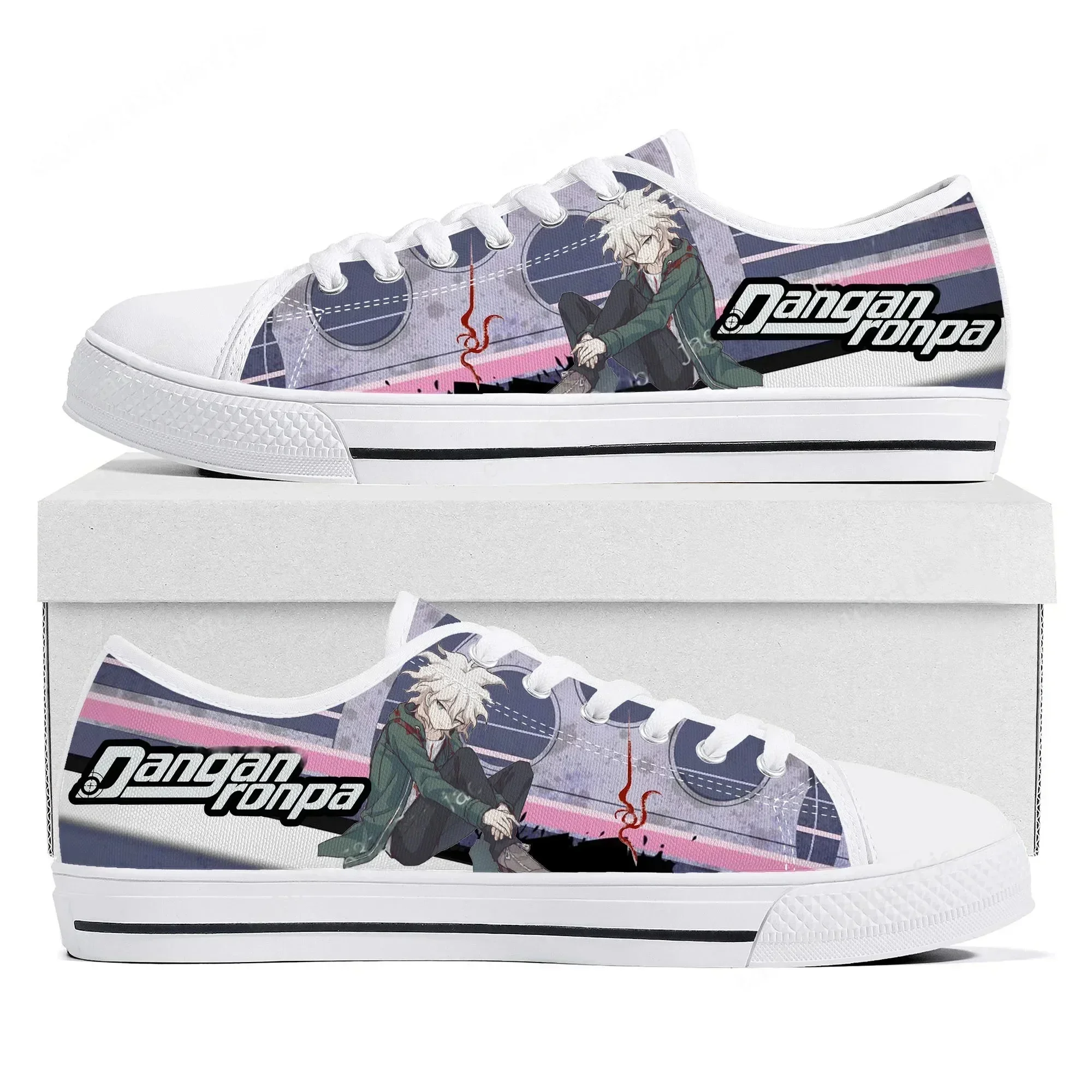 

Cartoon Game Danganronpa Komaeda Low Top Sneakers Womens Mens Teenager Canvas Sneaker Couple Custom Built Shoes
