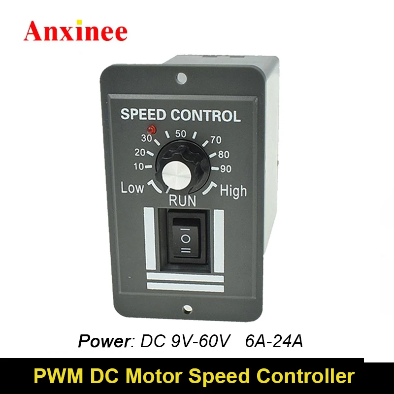 DC 12V 24V 36V 48V 60V 6A 12A 24A PWM DC Brush Motor Speed Controller Regulator with Forward and Reverse Switcher