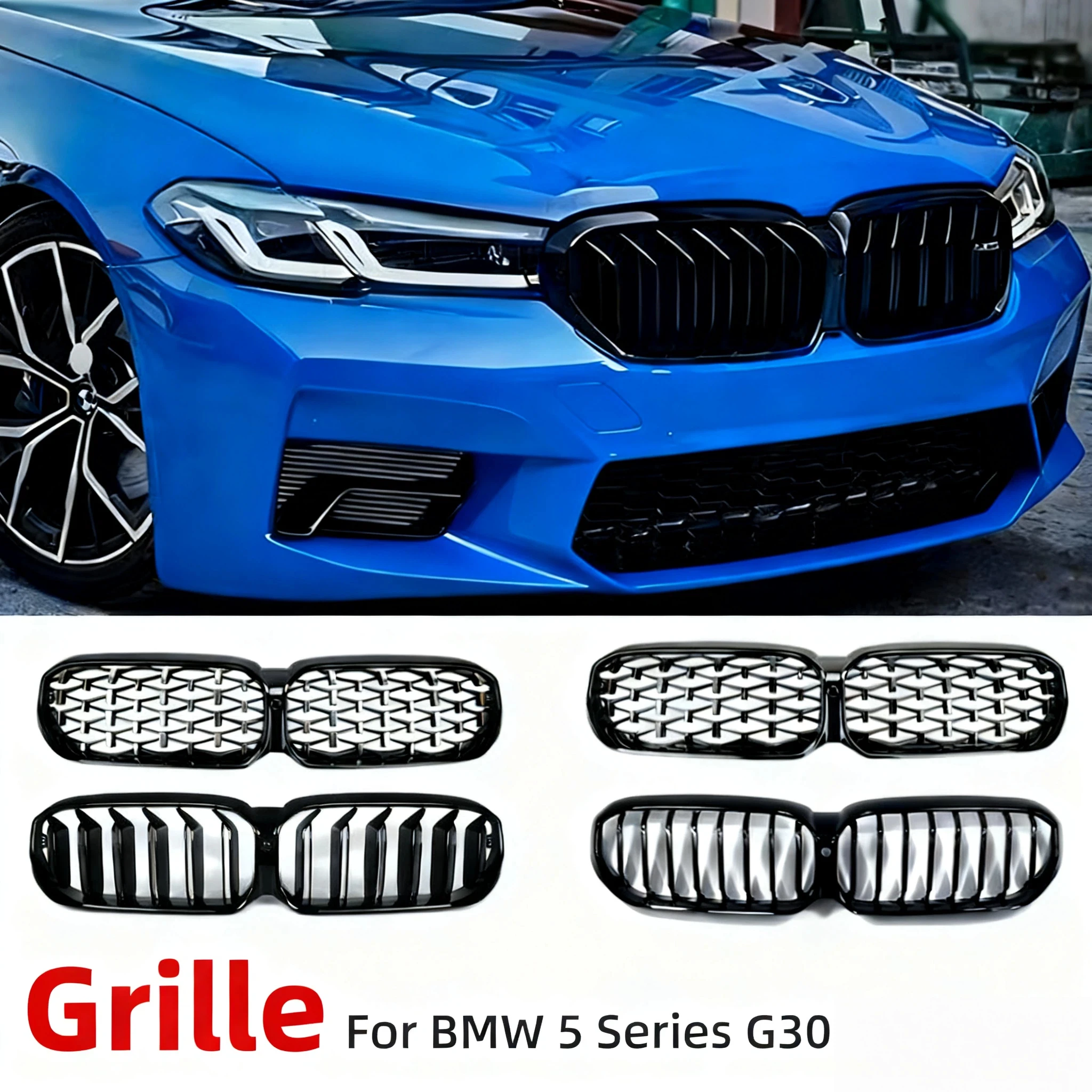 

For BMW 5 Series G30 G31 F90 2021-2023 Front Bunmper Kidney Grille Mask Grid Inlet Grill Hood Mesh Body Kit Tuning Accessories