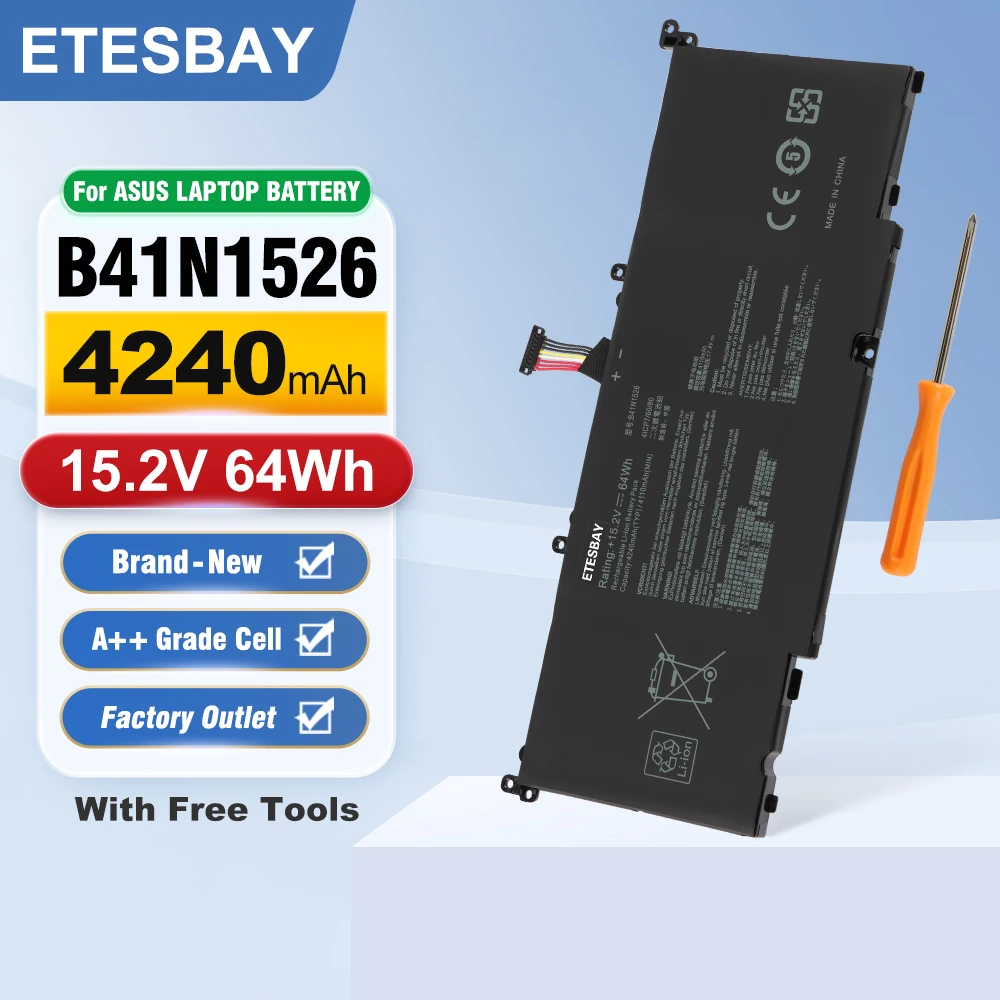 ETESBAY B41N1526 Laptop Battery Replacement for Asus FX502VM FX60VM FX502VM-AS73 FX502VM-FY361T ROG Strix GL502VT GL502VT-DS74