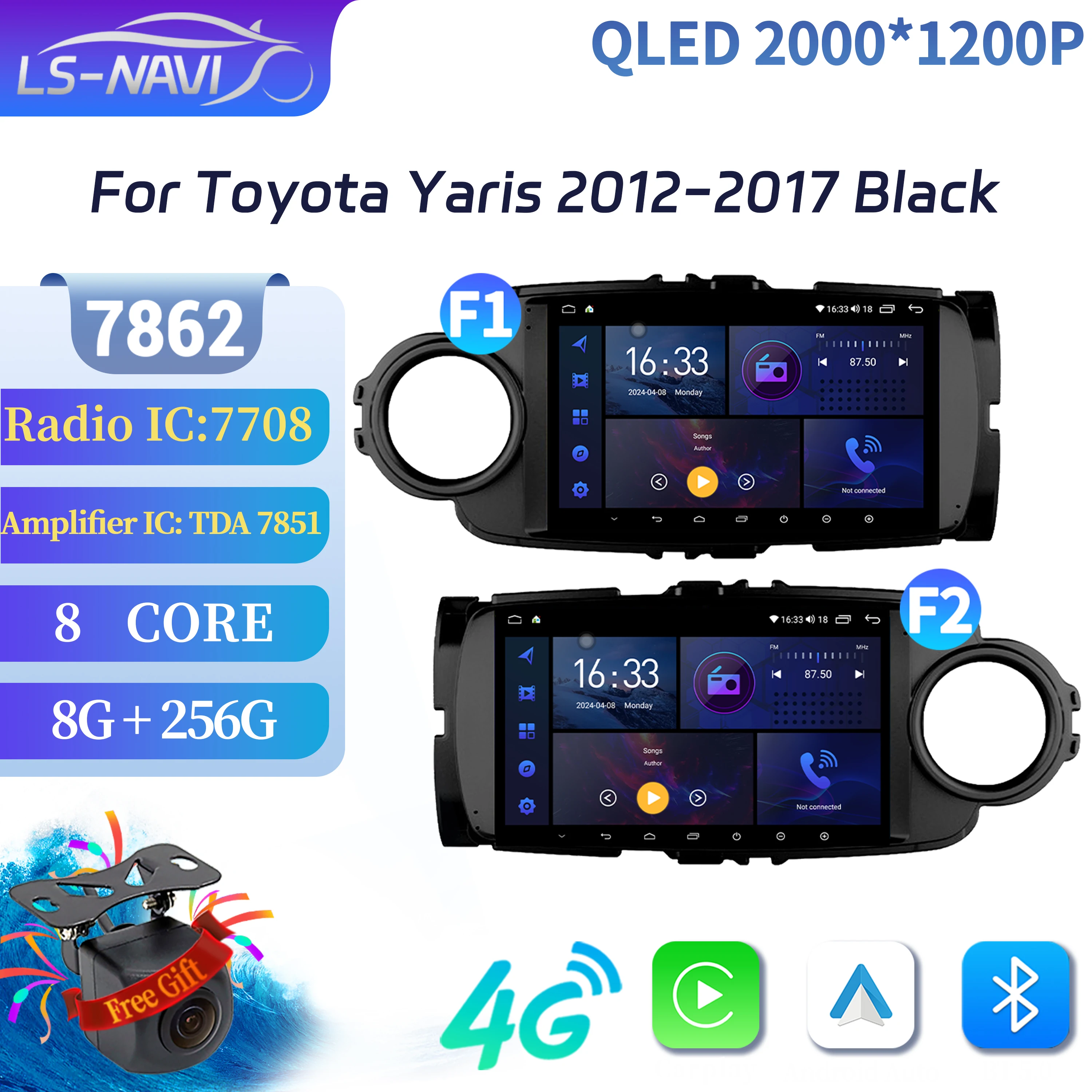 

Android 14 For Toyota Yaris 2012-2017 Black Car Radio Multimedia Navigation Wireless CarPlay GPS Touch Screen Head Unit Stereo