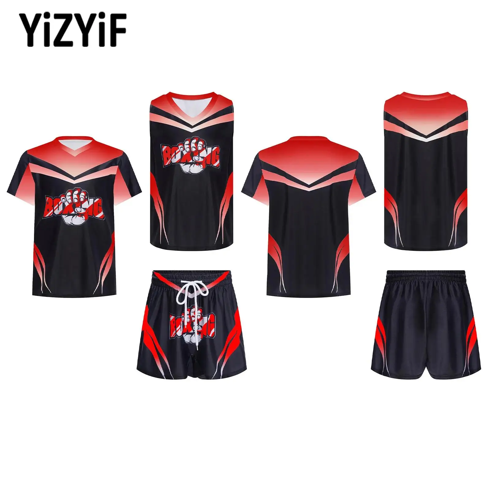 

Тренировочная одежда для бокса для мальчиков, бокса, боевые искусства, кикбоксинг, боевые костюмы, жилет без рукавов + футболка + шорты, наряды для выступлений