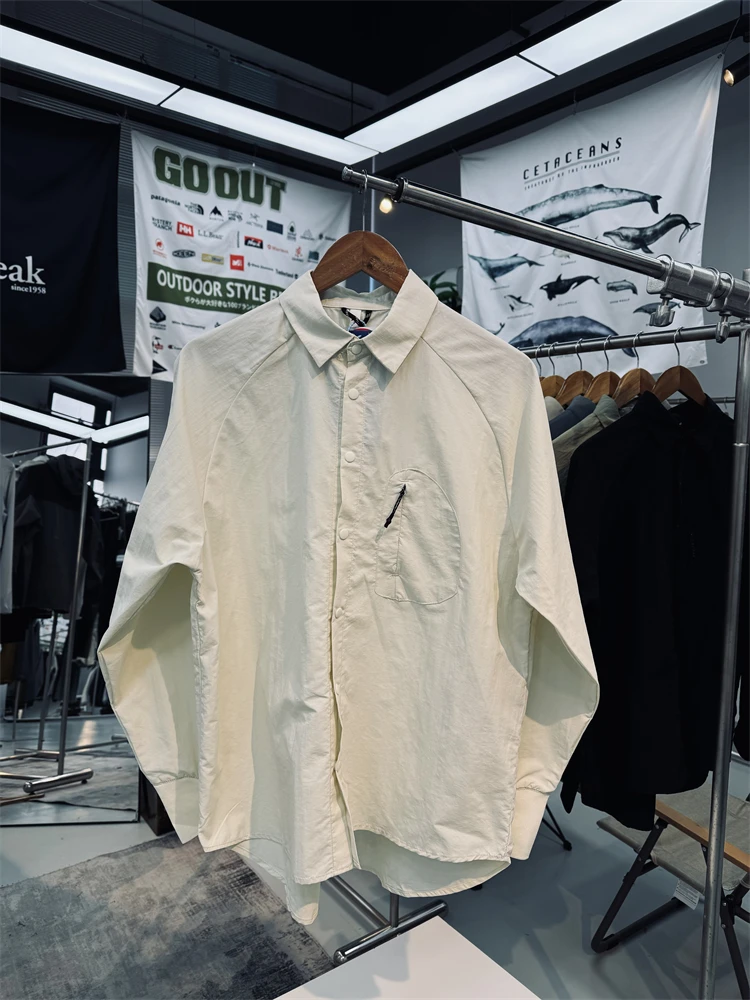 

Outdoor Windproof Water-resistant Long Sleeve Shirt Loose Fit Japanese Style Men's Casual Shirt Nylon Fabric Autumn Wear