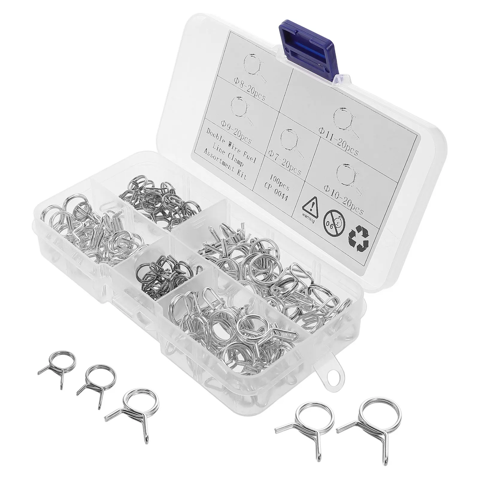

100Pcs Double Wire Spring Hose Clamps Stainless Steel Adjustable Clips for Water Pipes Air Pipes Irrigation Vacuum Tube Silicone