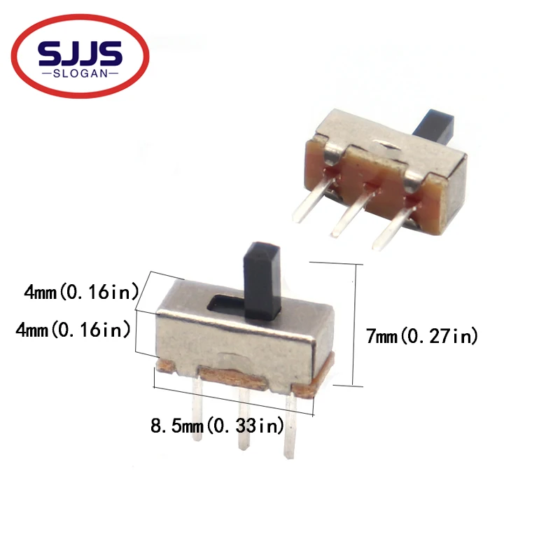 【50-10PCS】SS12D00 Interruptor On-Off Mini Slide Switch 3pin 1P2T 2 Position High Quality Toggle Switch Handle length:3/4/5/6MM