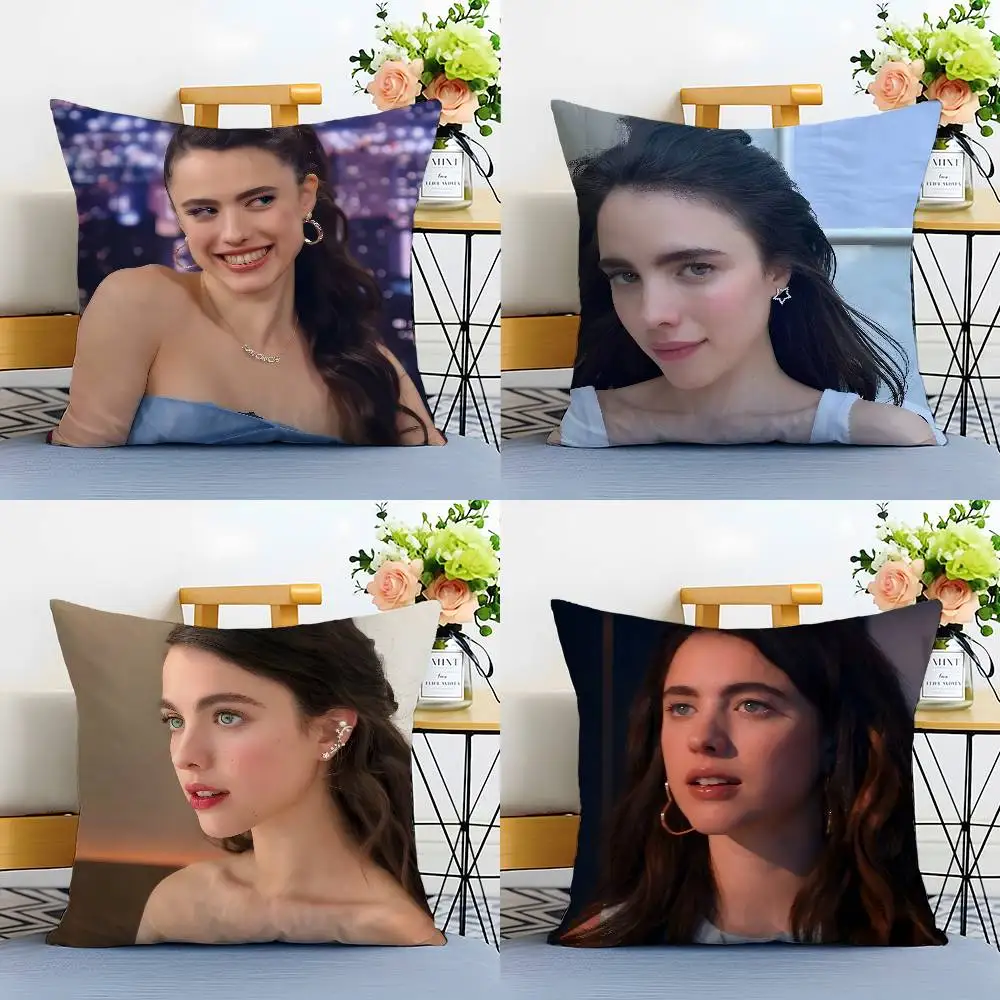 M-Margaret Q-Qualley صورة كيس وسادة مكافحة الغبار المخدة غير مرئية سستة حريري أفخم أريكة