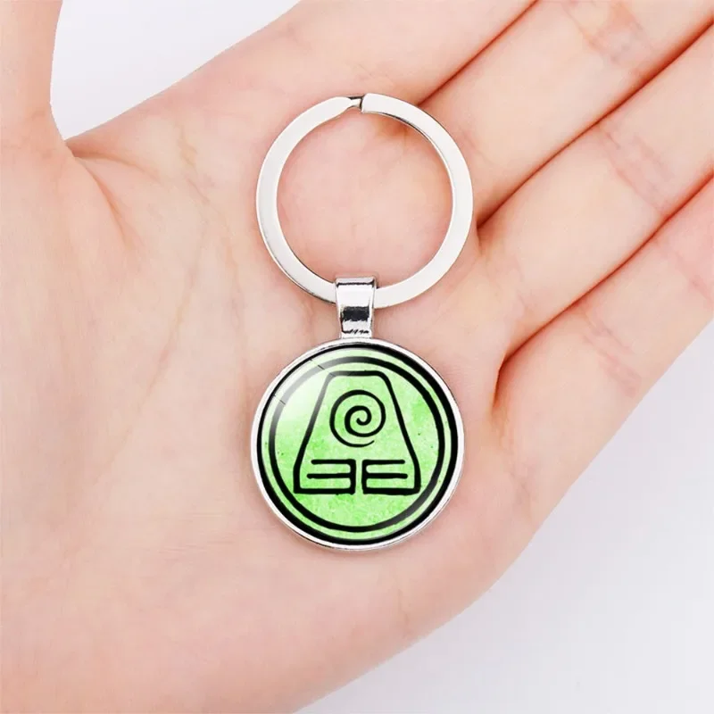 Popular New Avatar The Last Airbender Keychain Kingdom Air Nomad Fire and Water Tribe Pendant Glass Dome Key Chain Gifts
