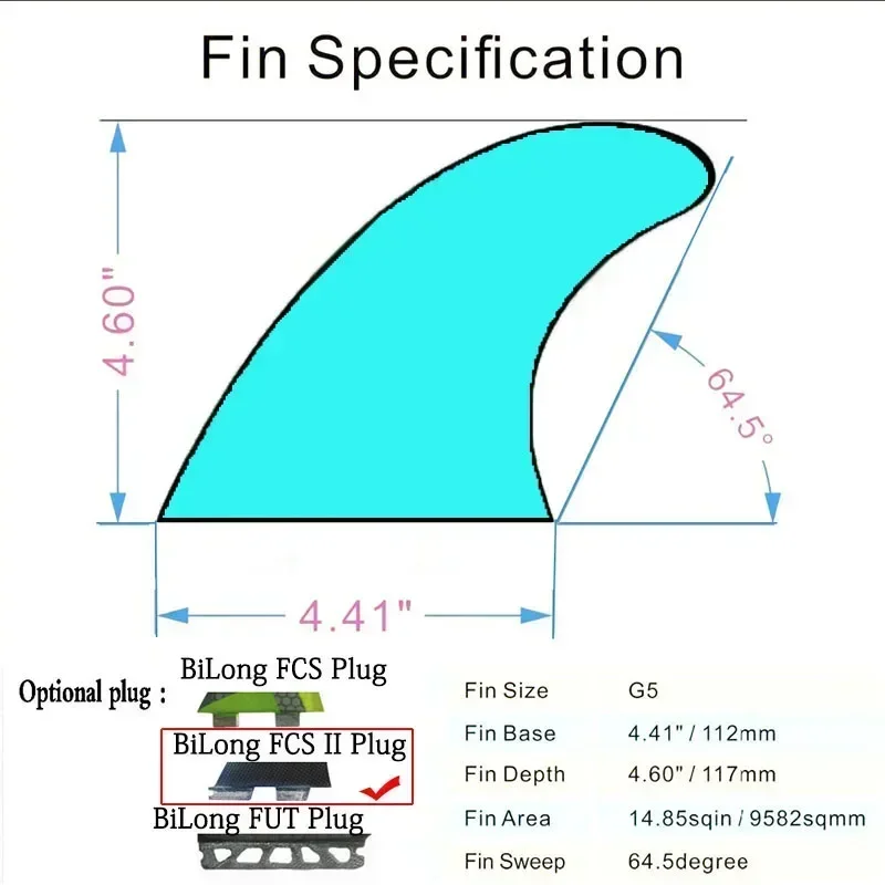 BiLong FCS II Thruster Surfboard Fins 3PCS Set  G5 Fiberglass Honeycomb Carbonfiber M Size Quilhas Surf Fin Electric Surfboard