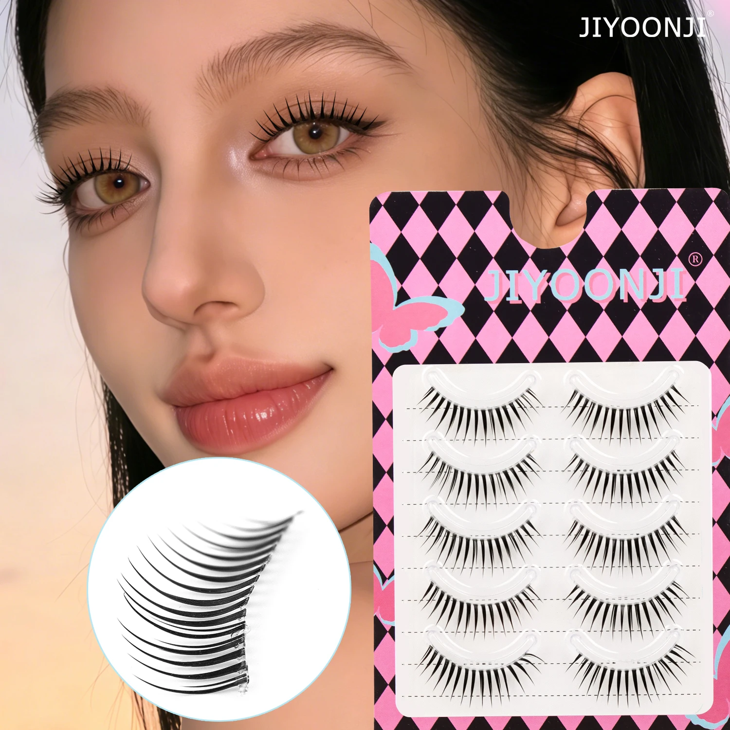 5 Pairs of Cartoon-Style False Eyelashes, with Distinct Strands and a Single-Piece Design, Comfortable Transparent Stems, Naturally Long and Curled, Realistic Little Devil Eyelashes, Photogenic False Eyelashes
