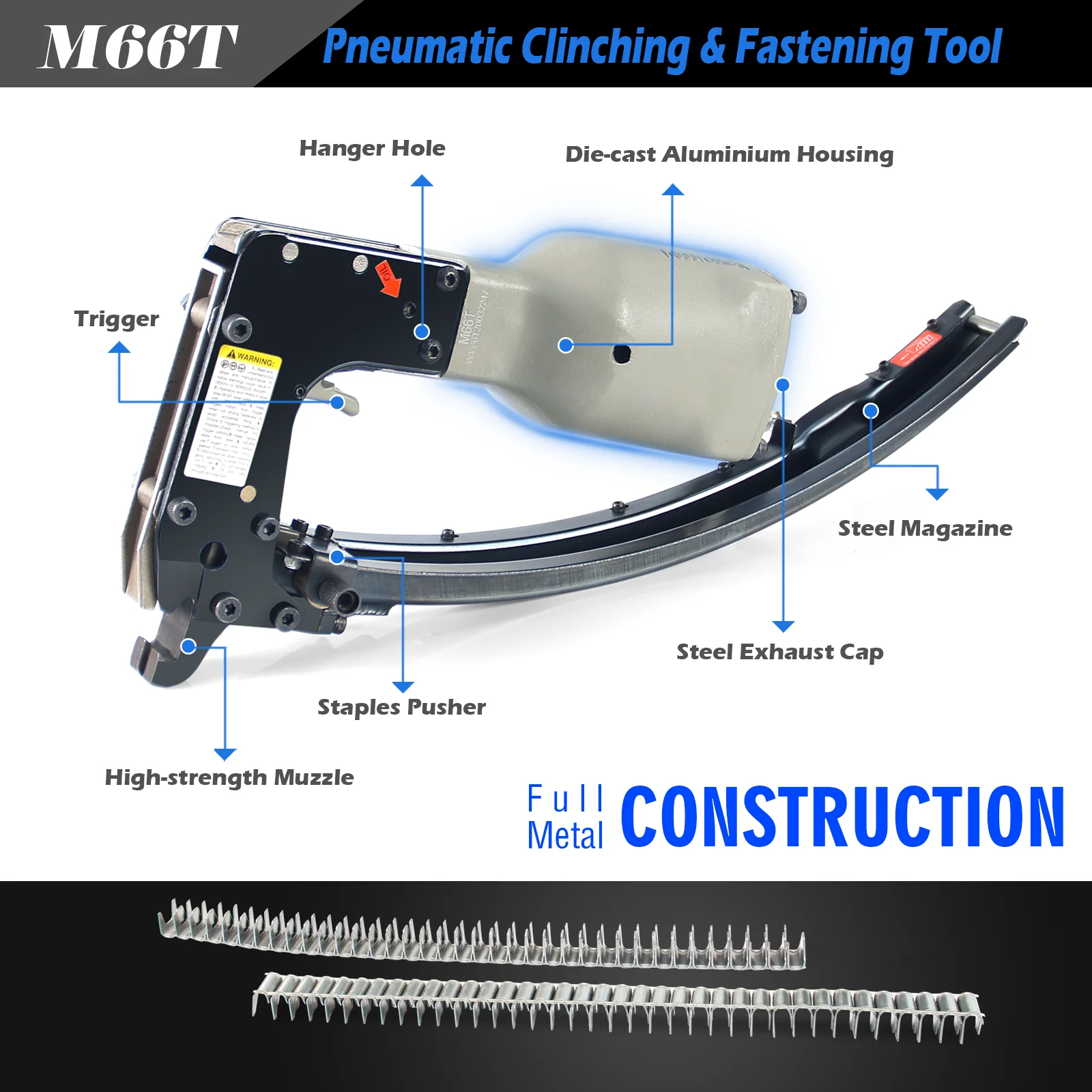 เครื่องมือยึดเบาะรถยนต์แบบลม Woodpecker M66T เครื่องมือยึดแบบลม Hartco