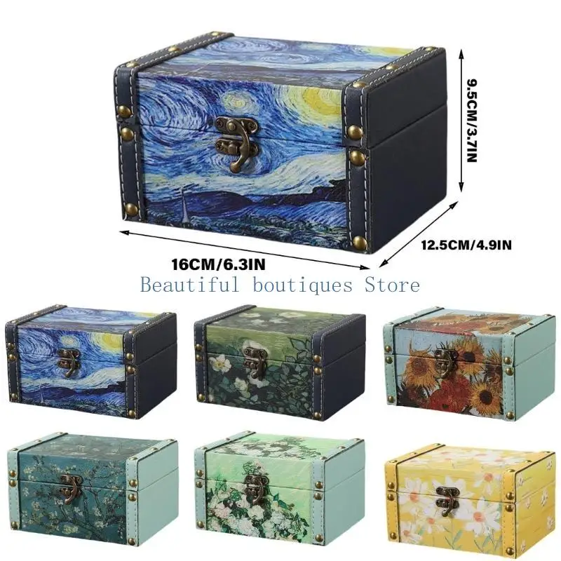 مربع تخزين مجوهرات خشبي محمول U4LF مع إكسسوارات داخلية ناعمة ومقصورات للديكور المنظم المنزلي #6