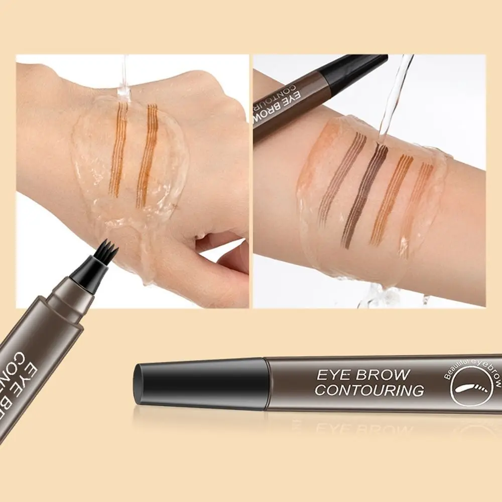 Natural Four Claw Eyebrow ปากกาเหงื่อไม่ซีดจาง Liquid Eyebrow ปากกา Gentle Strokes กันน้ํา 3 D Eyebrow เครื่องสําอางค์เครื่องมือ