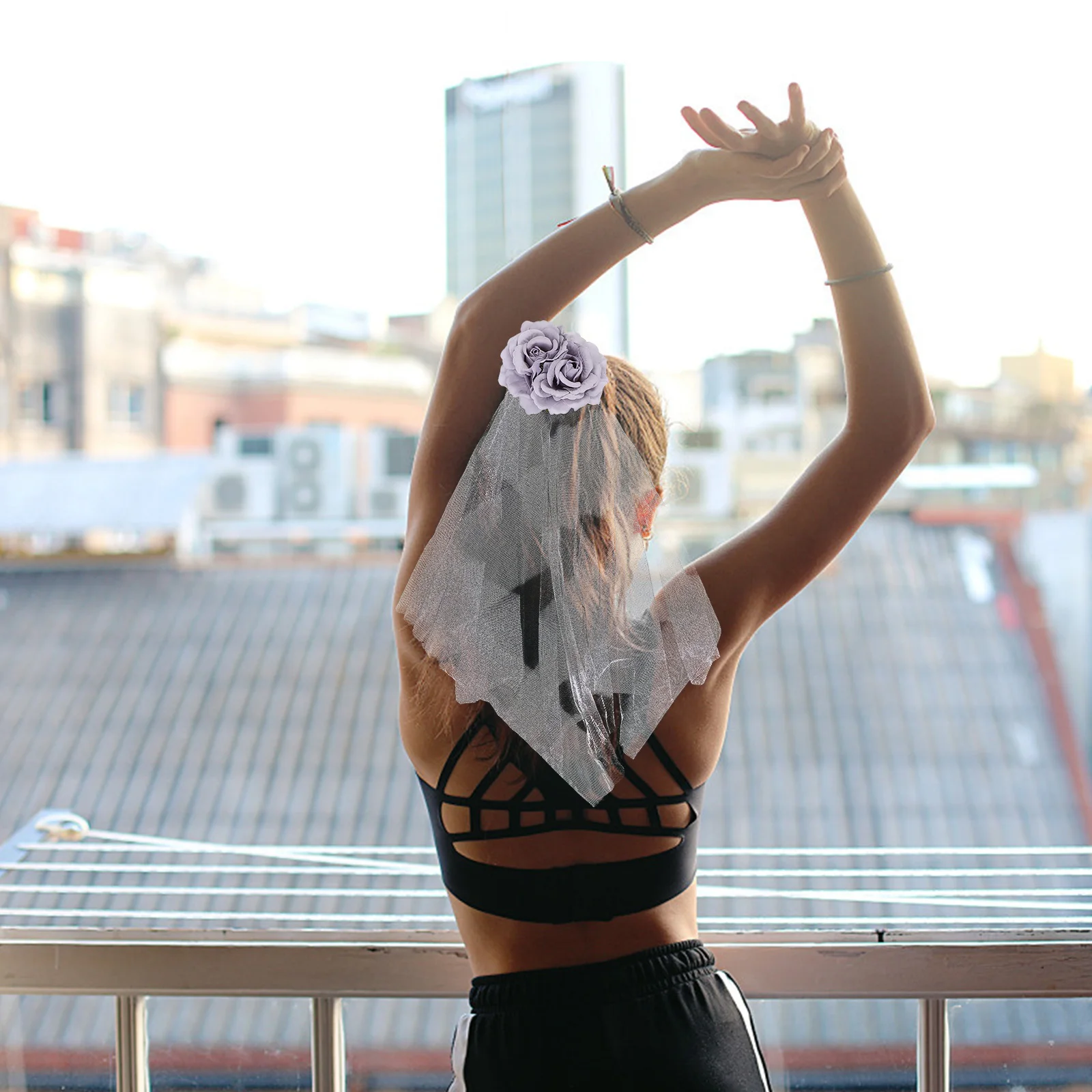 

1Pcs Black Rose Halloween Hairpin Mesh Veil Lightweight Costume Hair Clip Party Cosplay Headwear Accessory Veil Hairpin