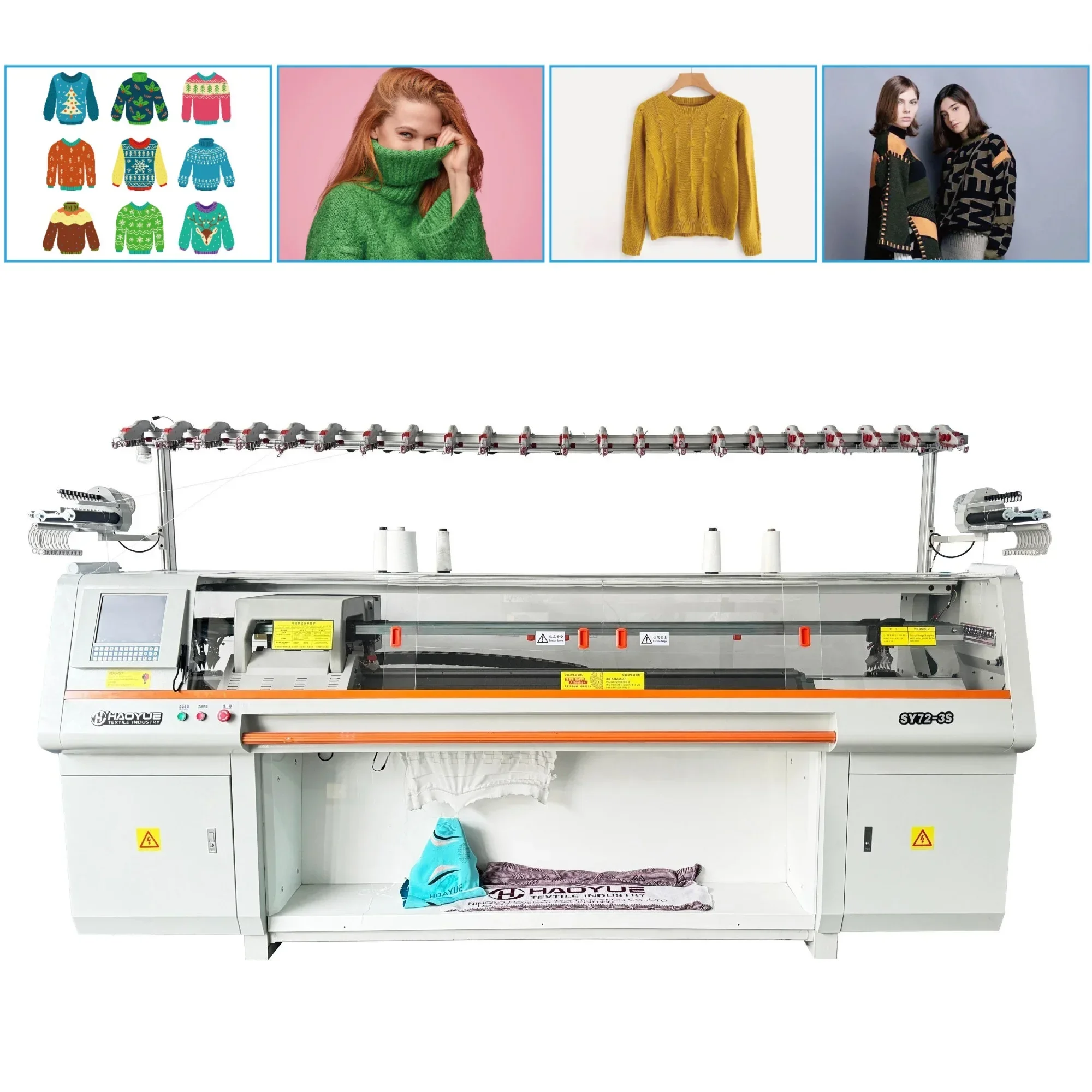 72 inch 3system Hengqiang control system  automatic computerized flat knitting machine price for Cardigan