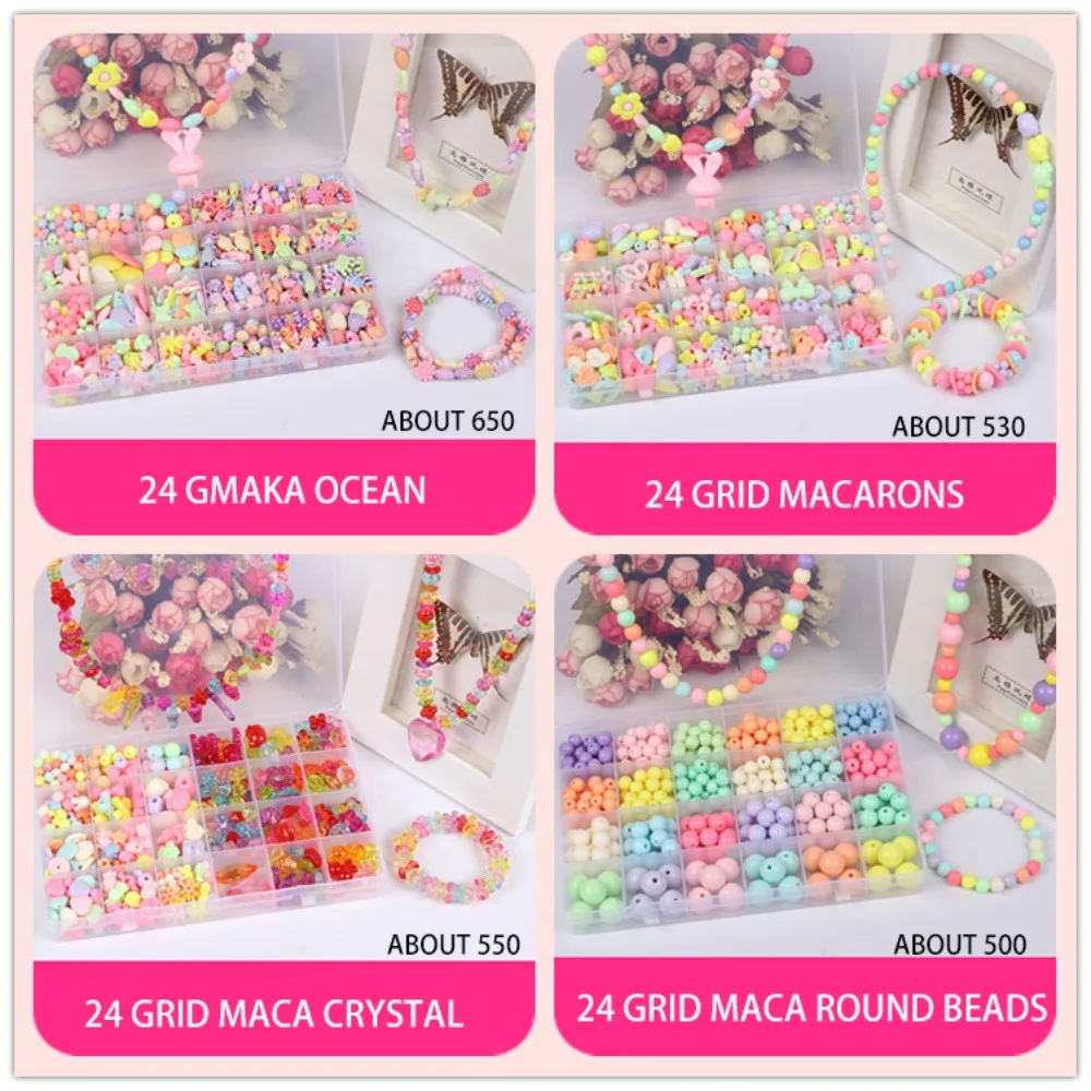 Arts Crafts DIY Handmade Beaded Kit Toy DIY Toy Handmade DIY Making Beads Kit Toy Creative Colorful Beads Toys for Children Girl
