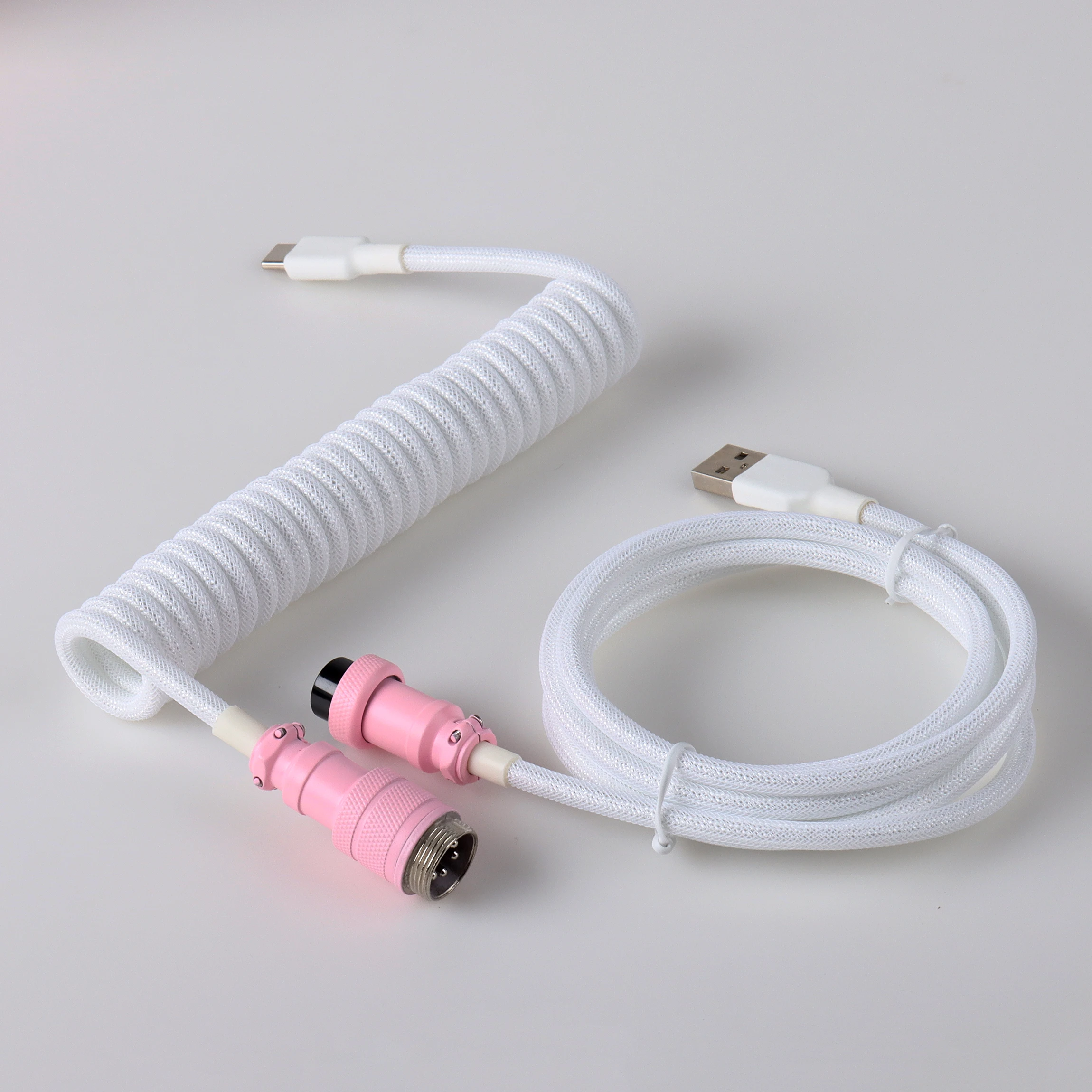 LANO Type-C to USB Keyboard Cable Coiled Type C GX16 Aviator Mechanical Aviation Connector Coil Mecanico Aviator Keyboard Cable