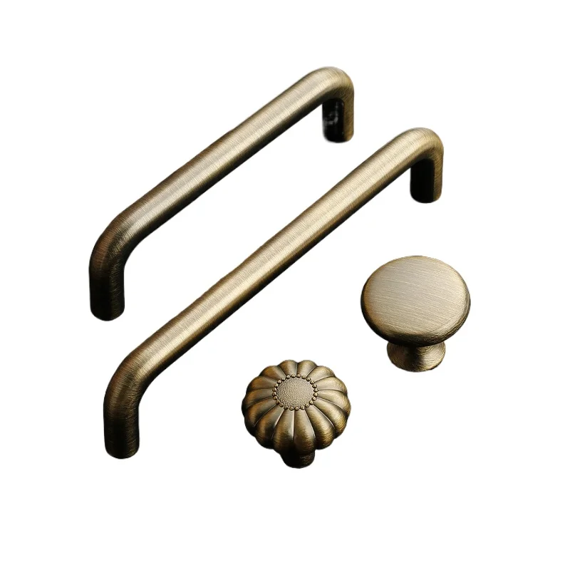 Guangluo American Style Antique Brass Wardrobe Pull Cabinet Storage Door Handle Bronze Kitchen Furniture Hardware Single-hole Dr